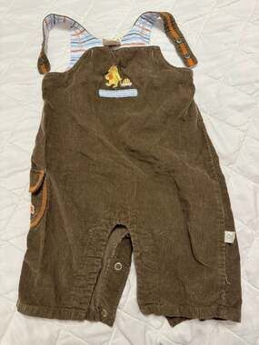 Vintage Classic Pooh Brown Corduroy Embroidered Overalls 12 Months